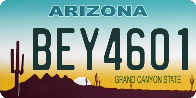 AZ license plate BEY4601