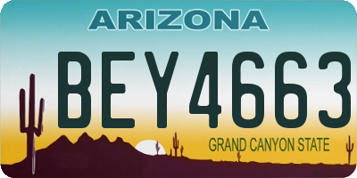 AZ license plate BEY4663