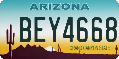 AZ license plate BEY4668
