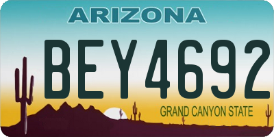 AZ license plate BEY4692