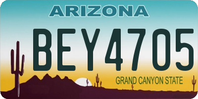 AZ license plate BEY4705