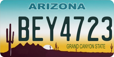 AZ license plate BEY4723