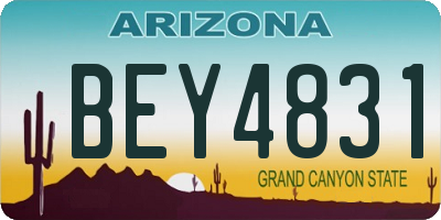 AZ license plate BEY4831