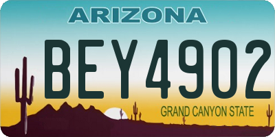 AZ license plate BEY4902