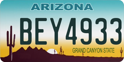 AZ license plate BEY4933