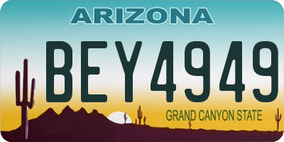 AZ license plate BEY4949