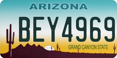 AZ license plate BEY4969