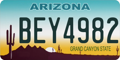 AZ license plate BEY4982