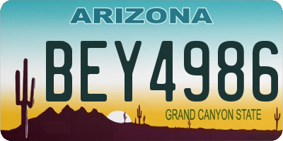 AZ license plate BEY4986