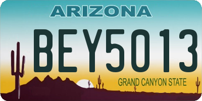 AZ license plate BEY5013
