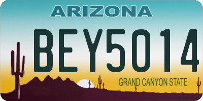 AZ license plate BEY5014