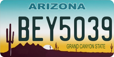 AZ license plate BEY5039