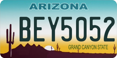 AZ license plate BEY5052
