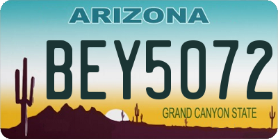 AZ license plate BEY5072