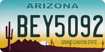 AZ license plate BEY5092