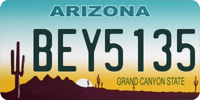 AZ license plate BEY5135