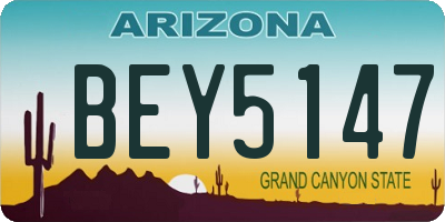 AZ license plate BEY5147