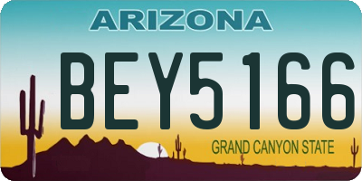 AZ license plate BEY5166
