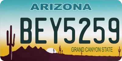 AZ license plate BEY5259