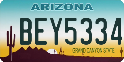 AZ license plate BEY5334