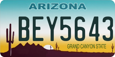 AZ license plate BEY5643