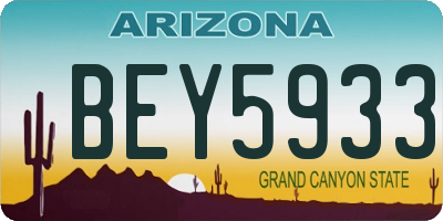 AZ license plate BEY5933