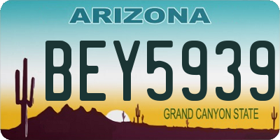 AZ license plate BEY5939