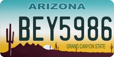 AZ license plate BEY5986