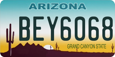 AZ license plate BEY6068