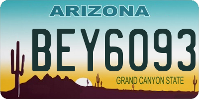 AZ license plate BEY6093