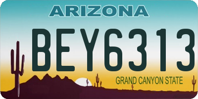 AZ license plate BEY6313