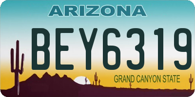 AZ license plate BEY6319