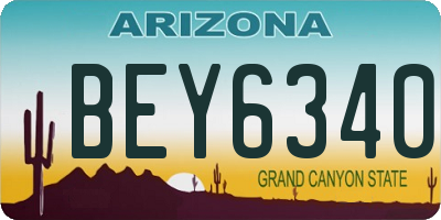 AZ license plate BEY6340
