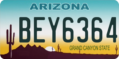 AZ license plate BEY6364