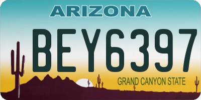 AZ license plate BEY6397