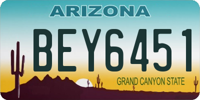 AZ license plate BEY6451