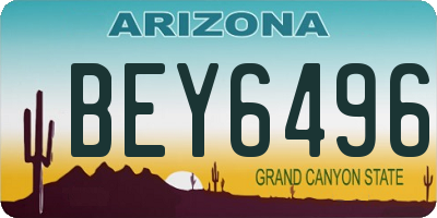 AZ license plate BEY6496