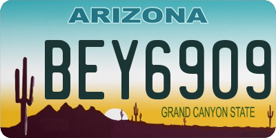 AZ license plate BEY6909