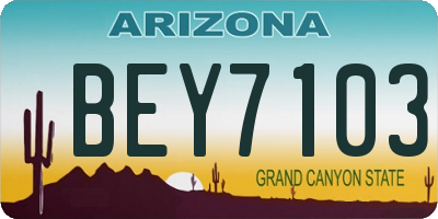 AZ license plate BEY7103
