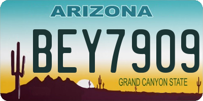 AZ license plate BEY7909