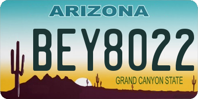 AZ license plate BEY8022