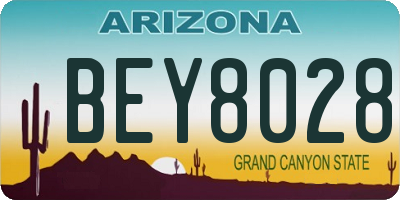 AZ license plate BEY8028