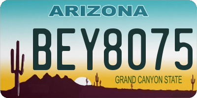 AZ license plate BEY8075