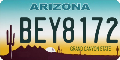 AZ license plate BEY8172