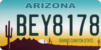 AZ license plate BEY8178