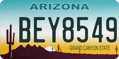 AZ license plate BEY8549