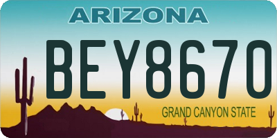 AZ license plate BEY8670