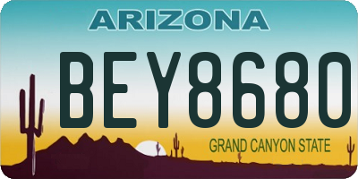AZ license plate BEY8680