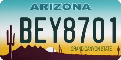 AZ license plate BEY8701