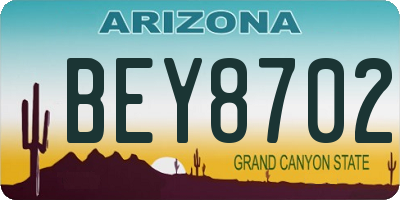 AZ license plate BEY8702